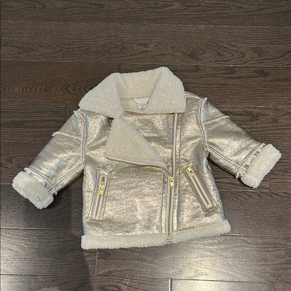 Gap baby gold faux leather sherpa moto jacket 12-18M